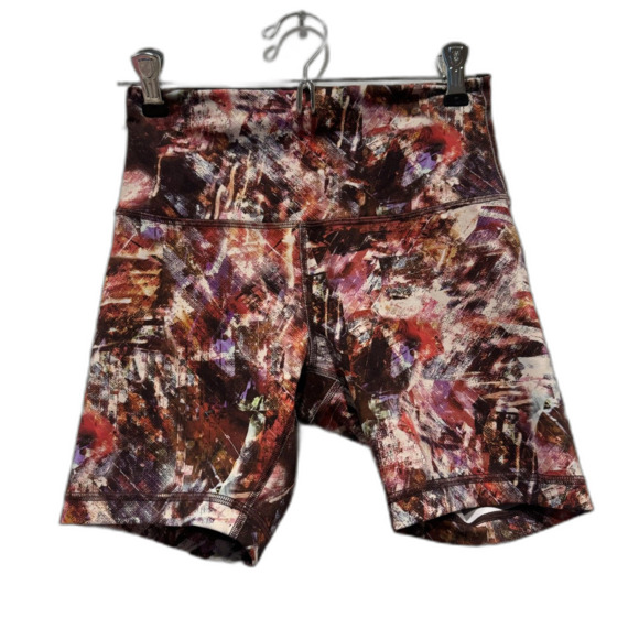 Lululemon Wunder Train High-Rise Short 6" Bike Red Abstract w7beus Women sz 6 - Picture 1 of 7